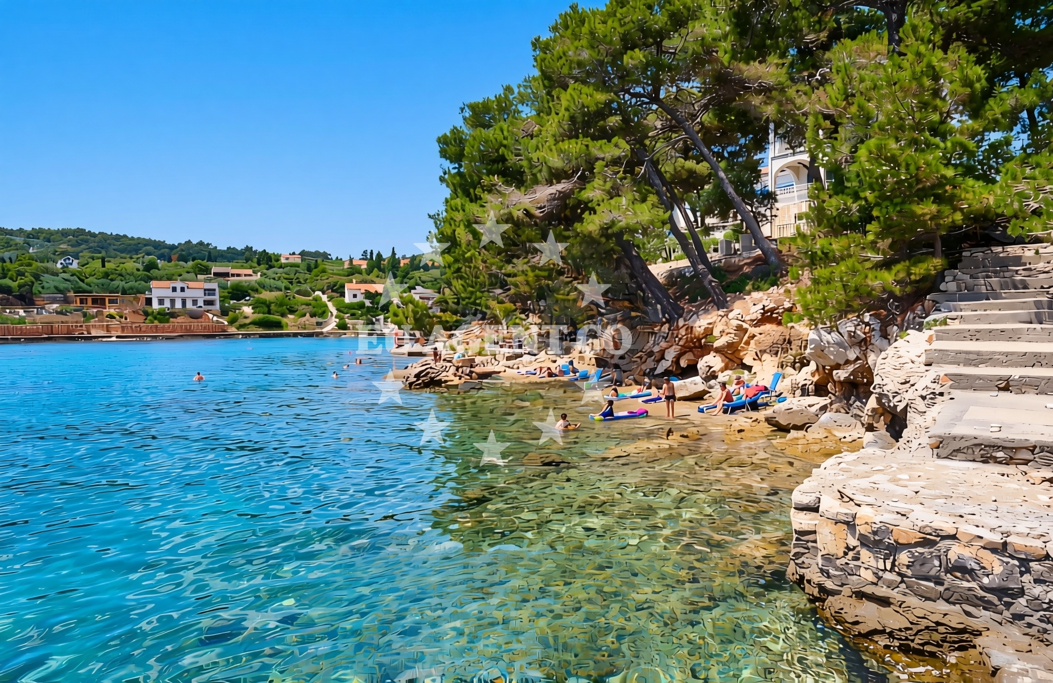 Sea and coastal view of Maslinčica istok, Veli Iž (Iž) Beach in Maslinčica istok