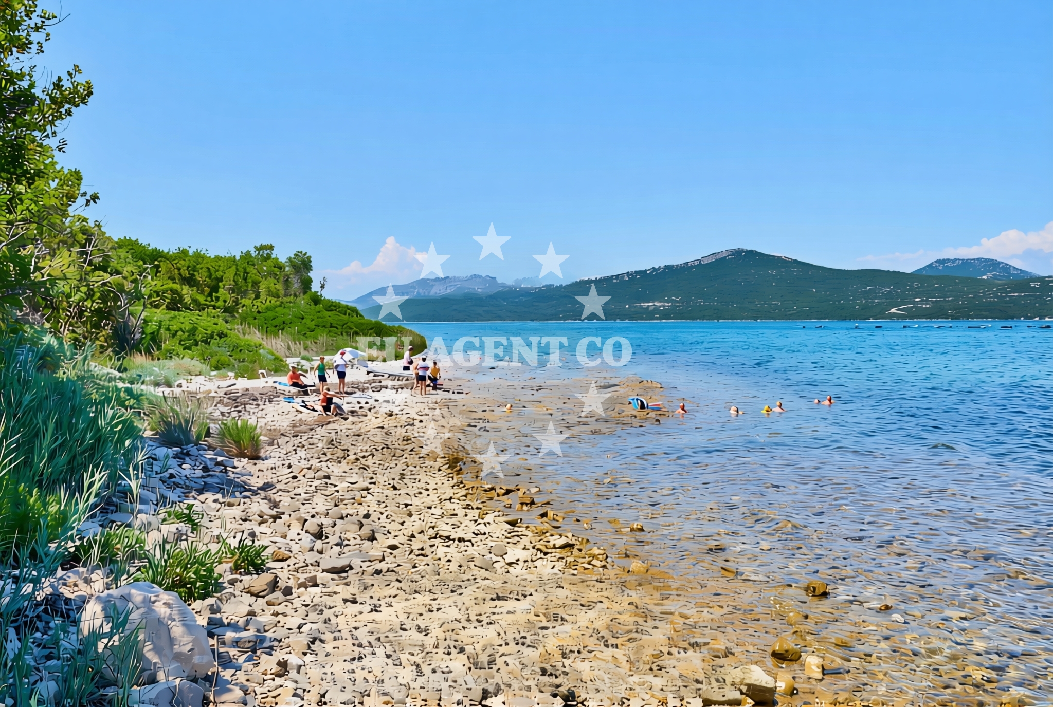 Shoreline and swimming area at Masline istok, Duba Stonska Beach in Masline istok