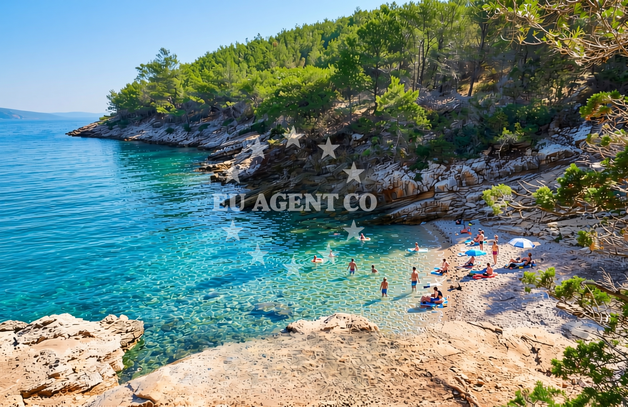 Overview of Maslinica jug, Vrboska (Hvar) Beach in Maslinica jug