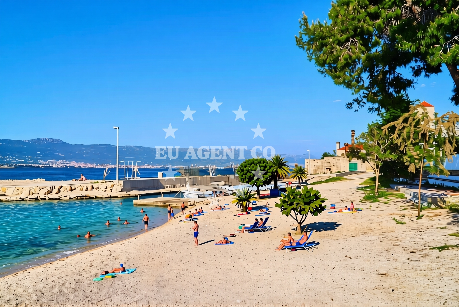 Shoreline and swimming area at Mastrinka istok, Mastrinka (Čiovo) Beach in Mastrinka istok