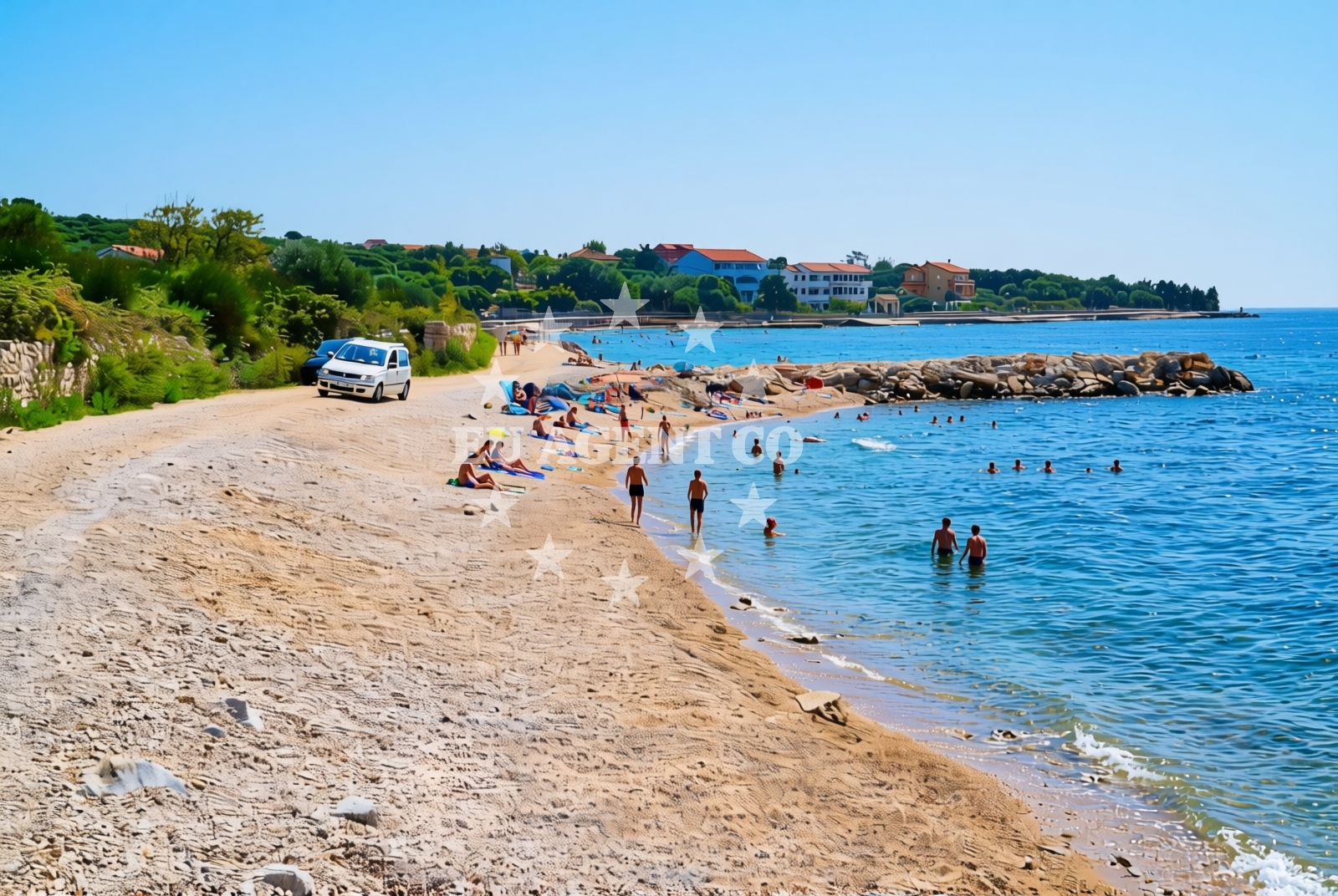 Sea and coastal view of Mata sjever, Lun (Pag) Beach in Mata sjever