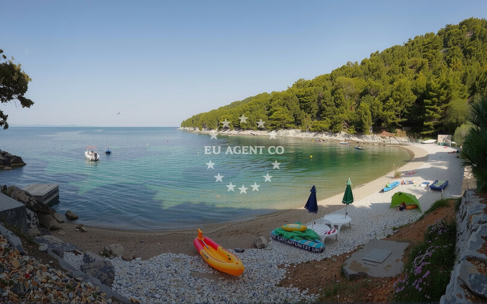 Shoreline and swimming area at Mateo beach in , Gdinj