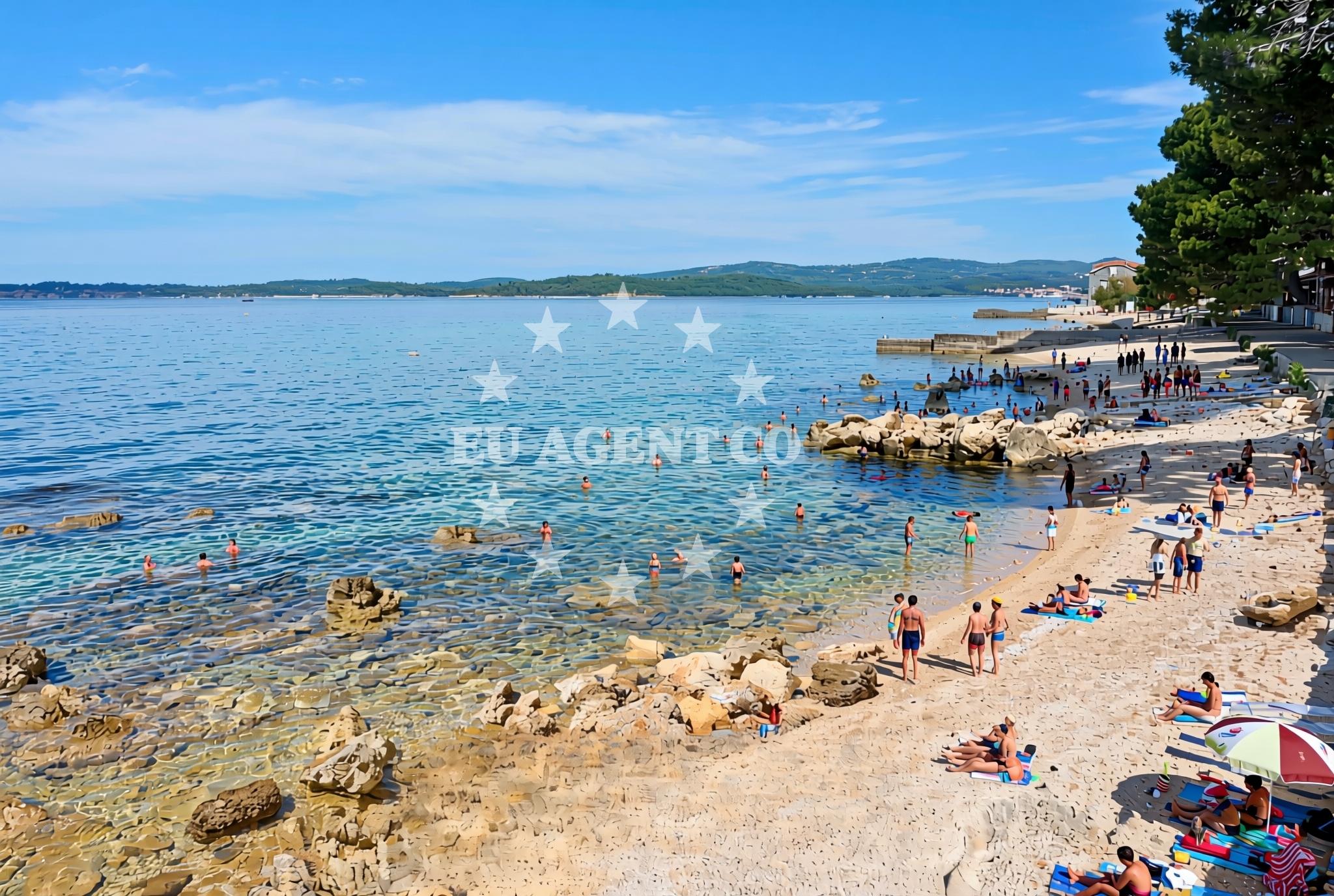 Sea and coastal view of Matoš, Orebić Beach in Matoš