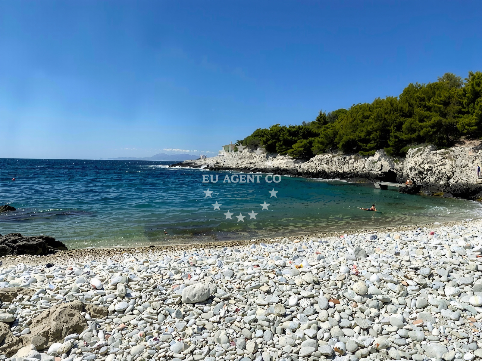 Shoreline and swimming area at Mekicevica beach in , Hvar