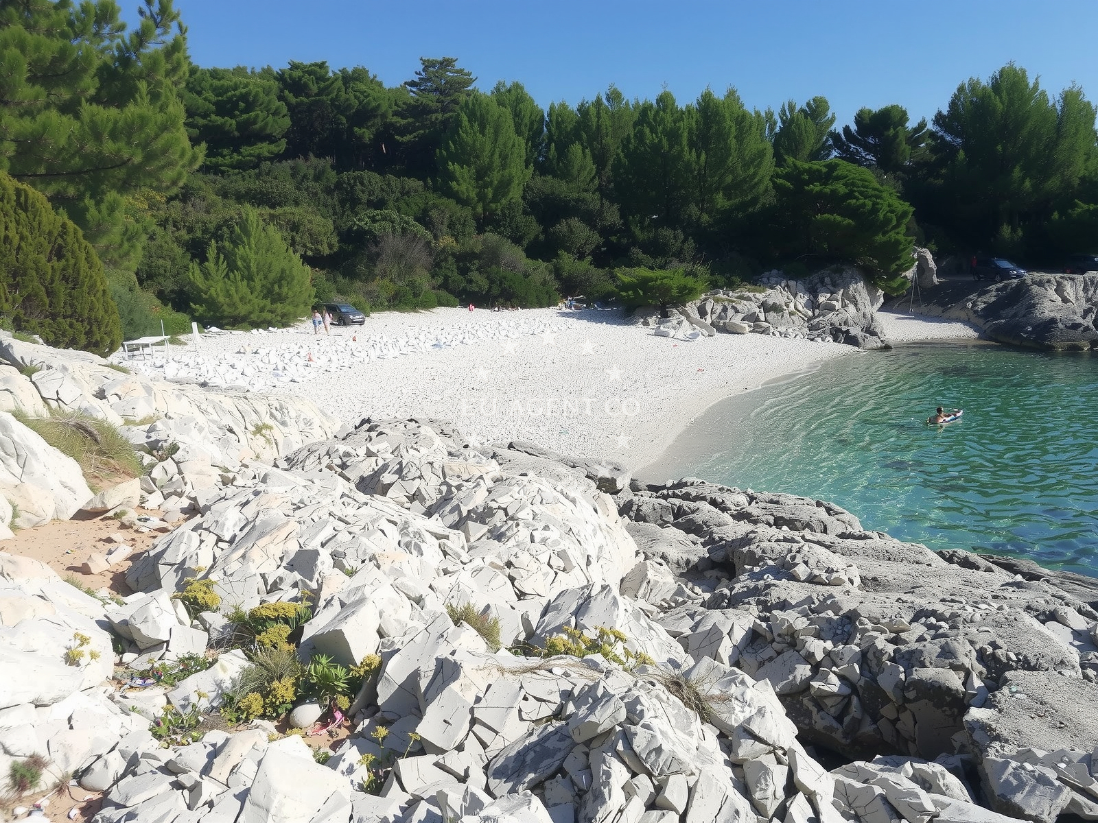 Beach facilities and surroundings at Mekicevica beach in , Hvar