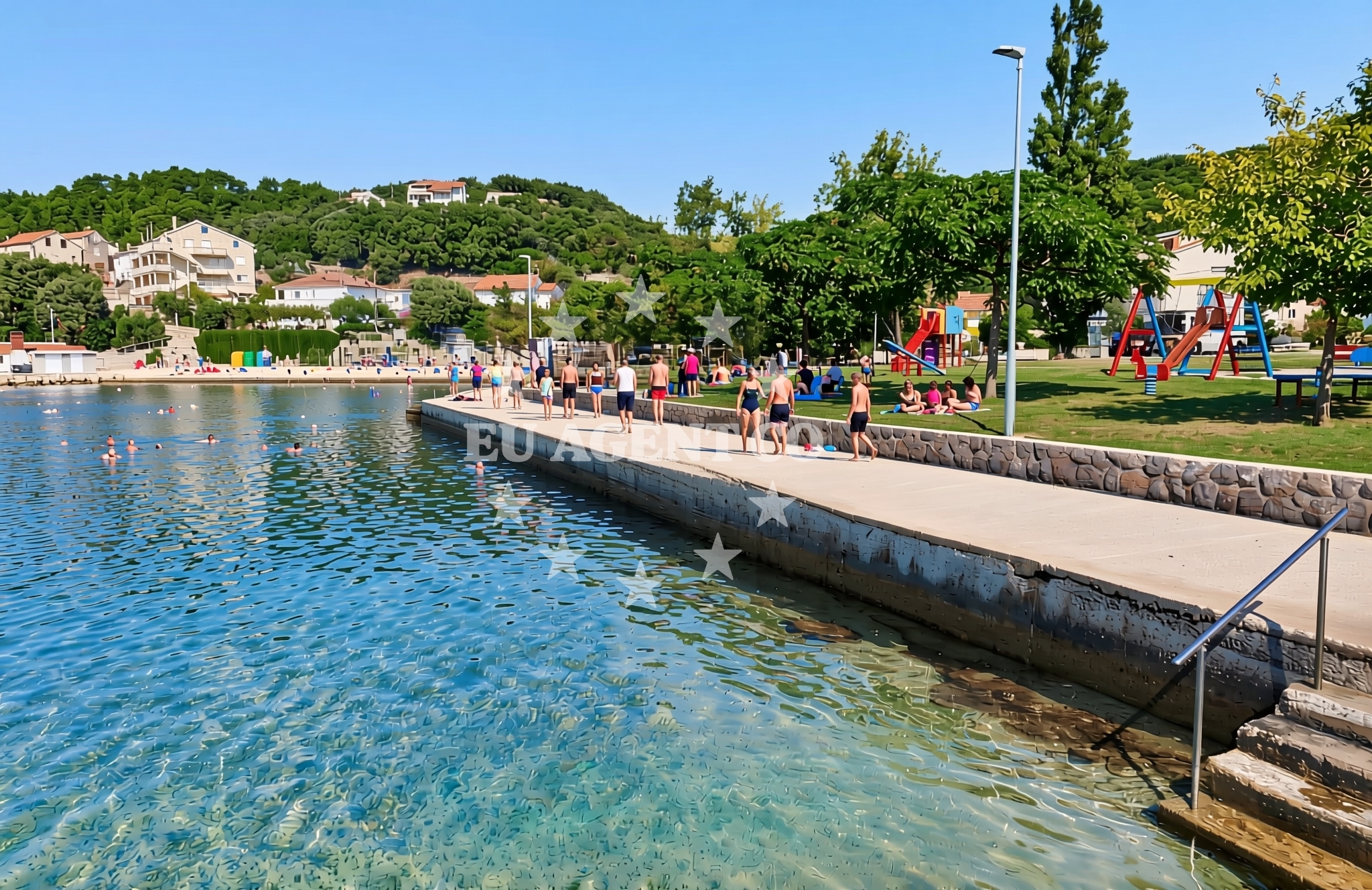 Sea and coastal view of Melić, Kampor (Rab) Beach in Melić