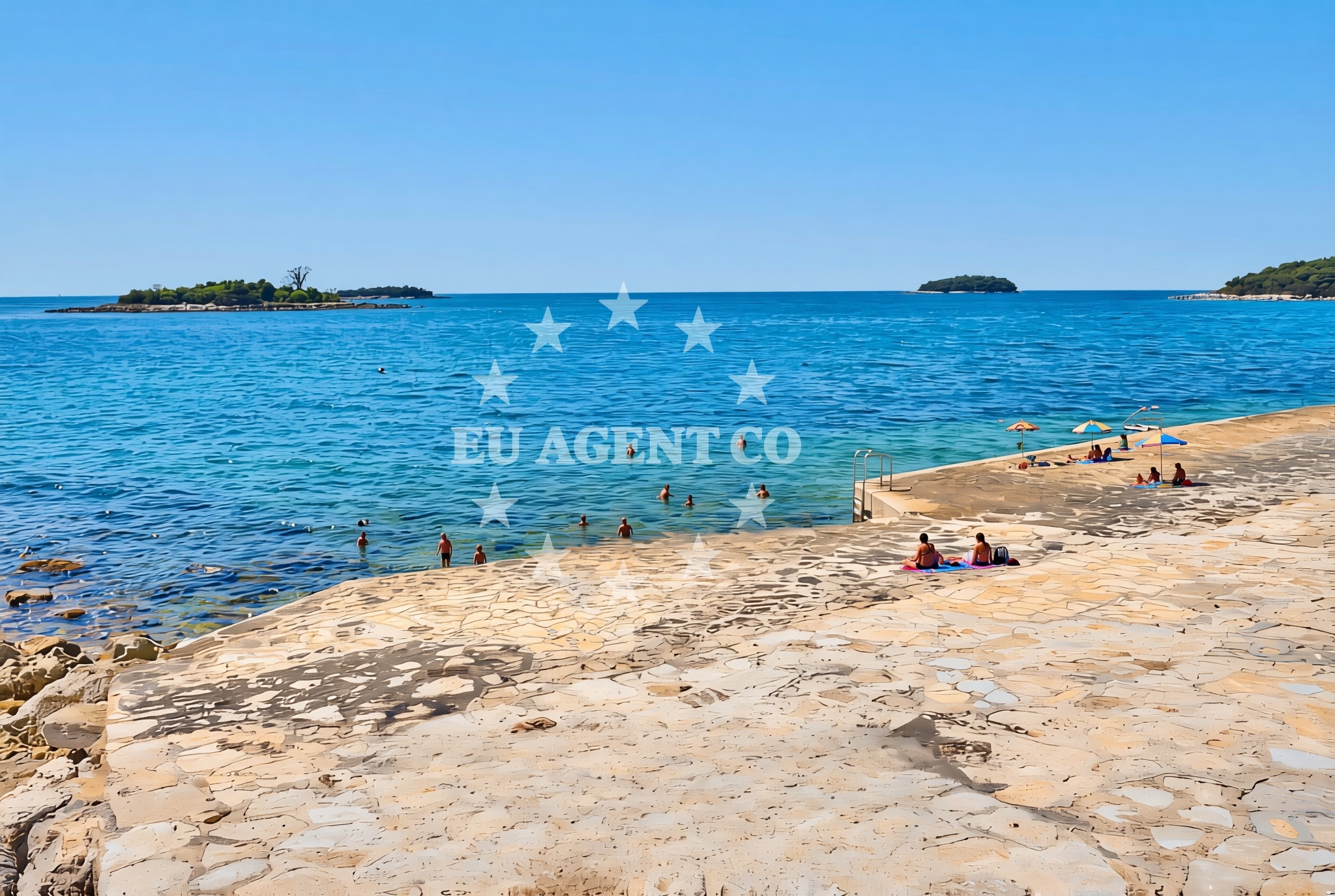 Shoreline and swimming area at Mićelov rt, Vrsar Beach in Mićelov rt