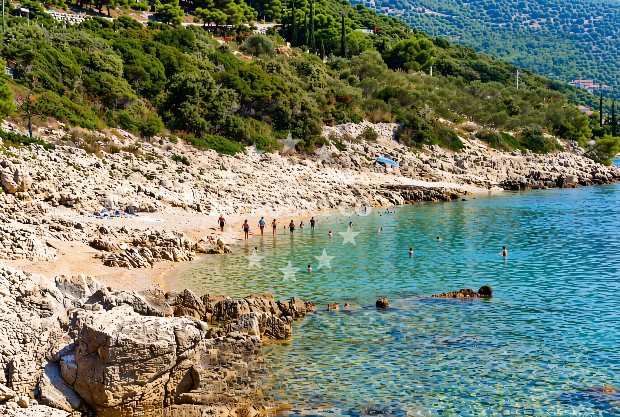 Shoreline and swimming area at Miholašćica sjever, Miholašćica (Cres) Beach in Miholašćica sjever