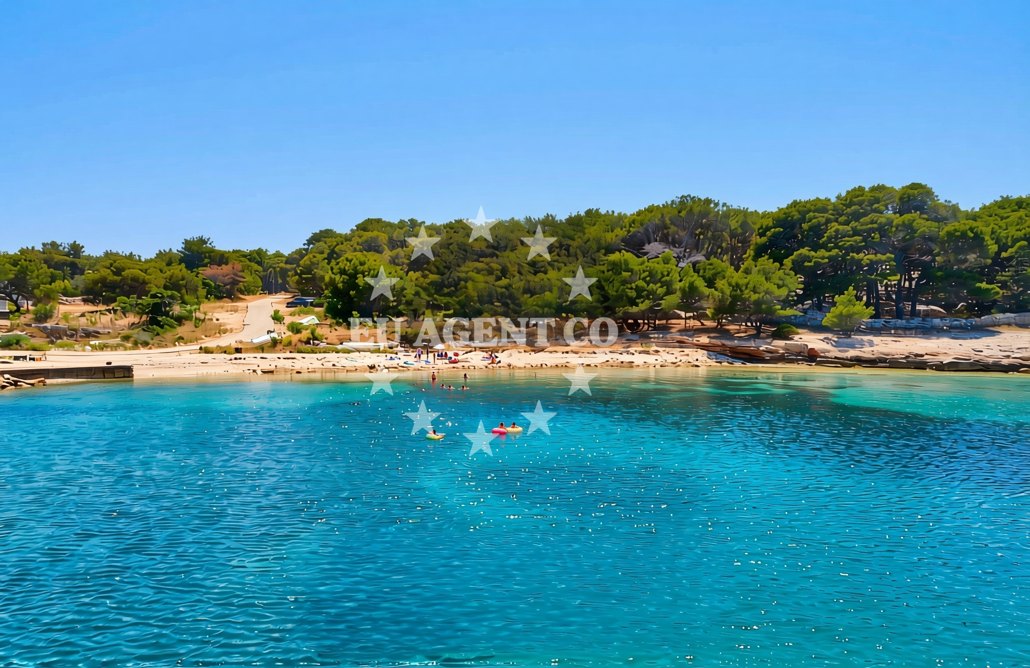 Shoreline and swimming area at Mikavica, Žirje (Žirje) Beach in Mikavica