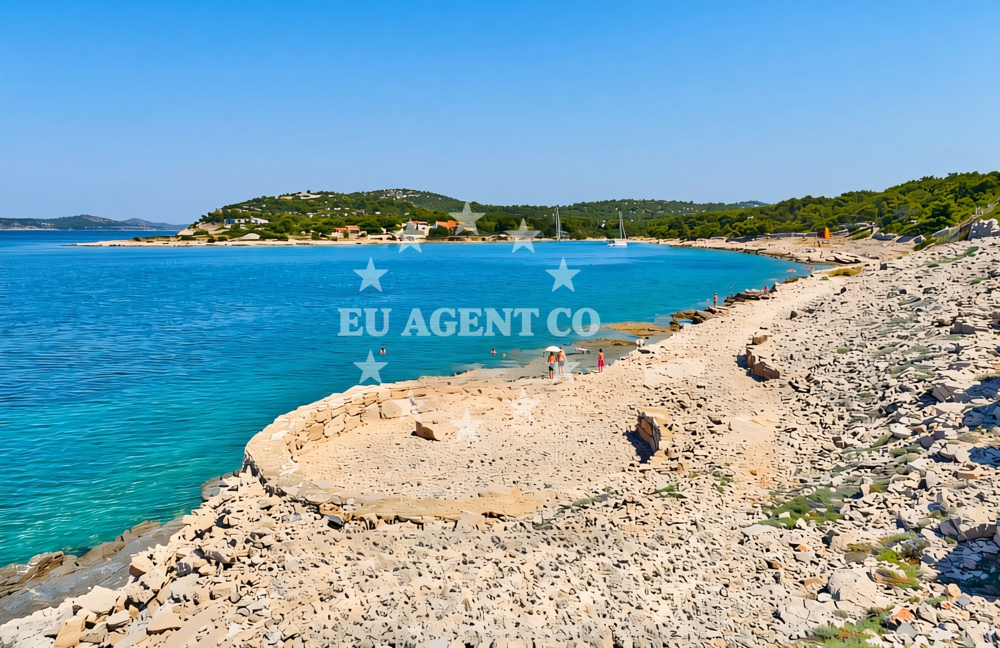 Sea and coastal view of Mikavica, Žirje (Žirje) Beach in Mikavica