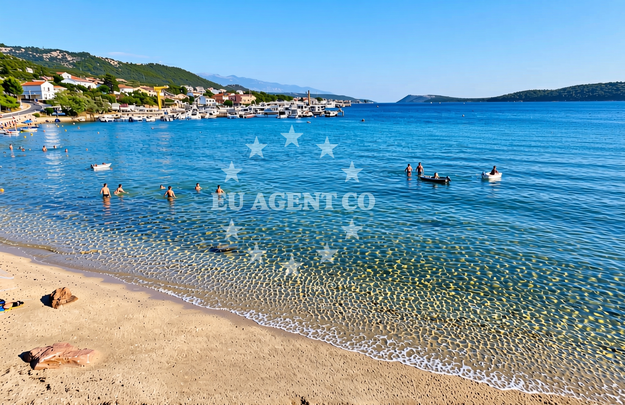 Sea and coastal view of Mikelići, Banjol (Rab) Beach in Mikelići