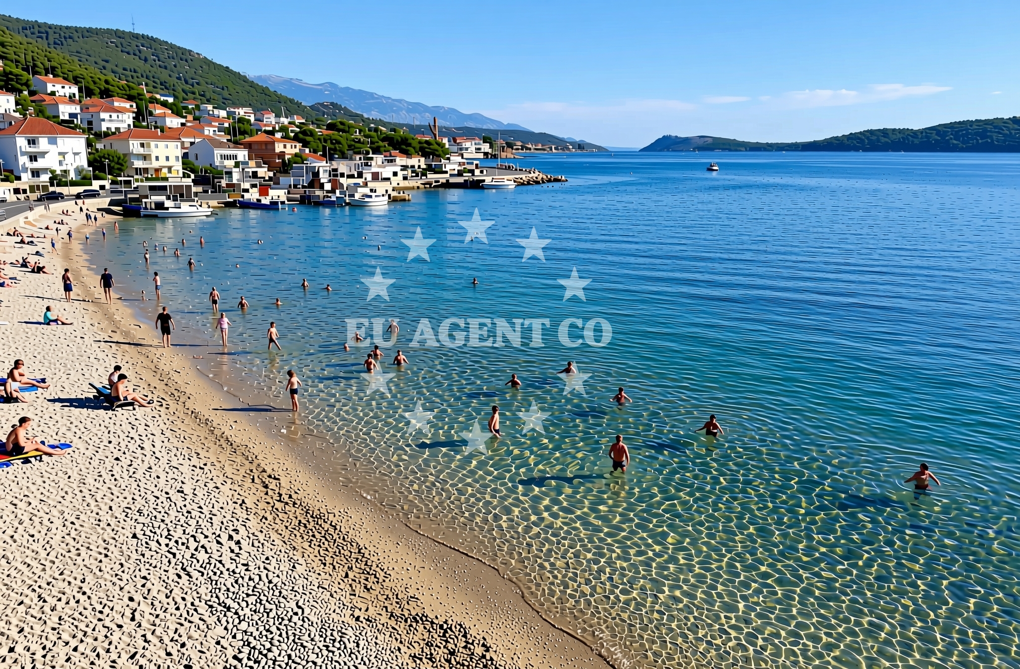 Beach facilities and surroundings at Mikelići, Banjol (Rab) Beach in Mikelići