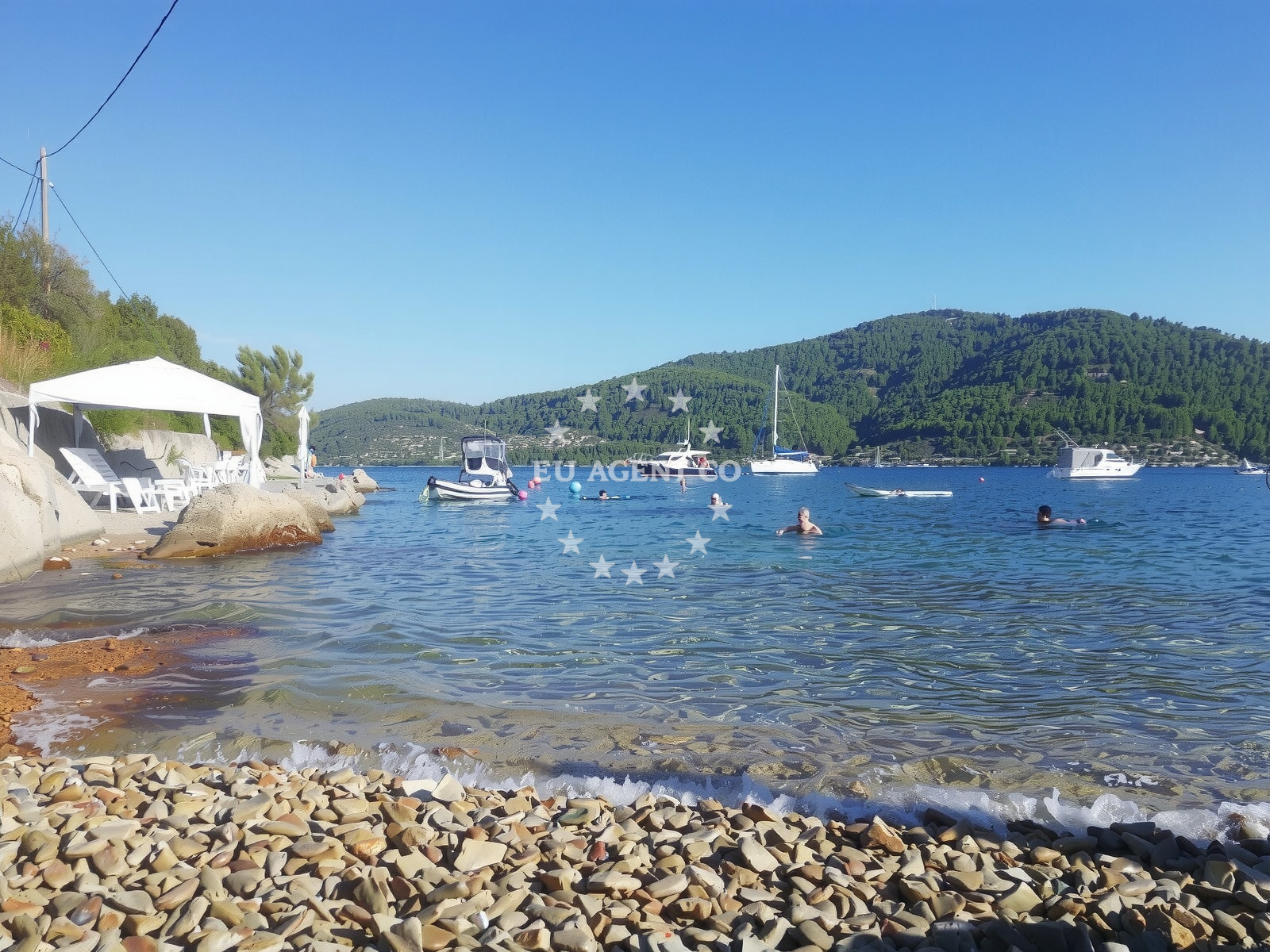 Overview of Mikulina Luka beach in , Vela Luka