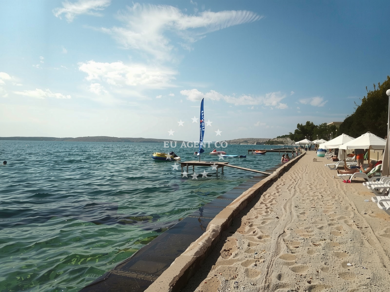 Shoreline and swimming area at Miletici beach in Rtina I 257 E 1, Rtina