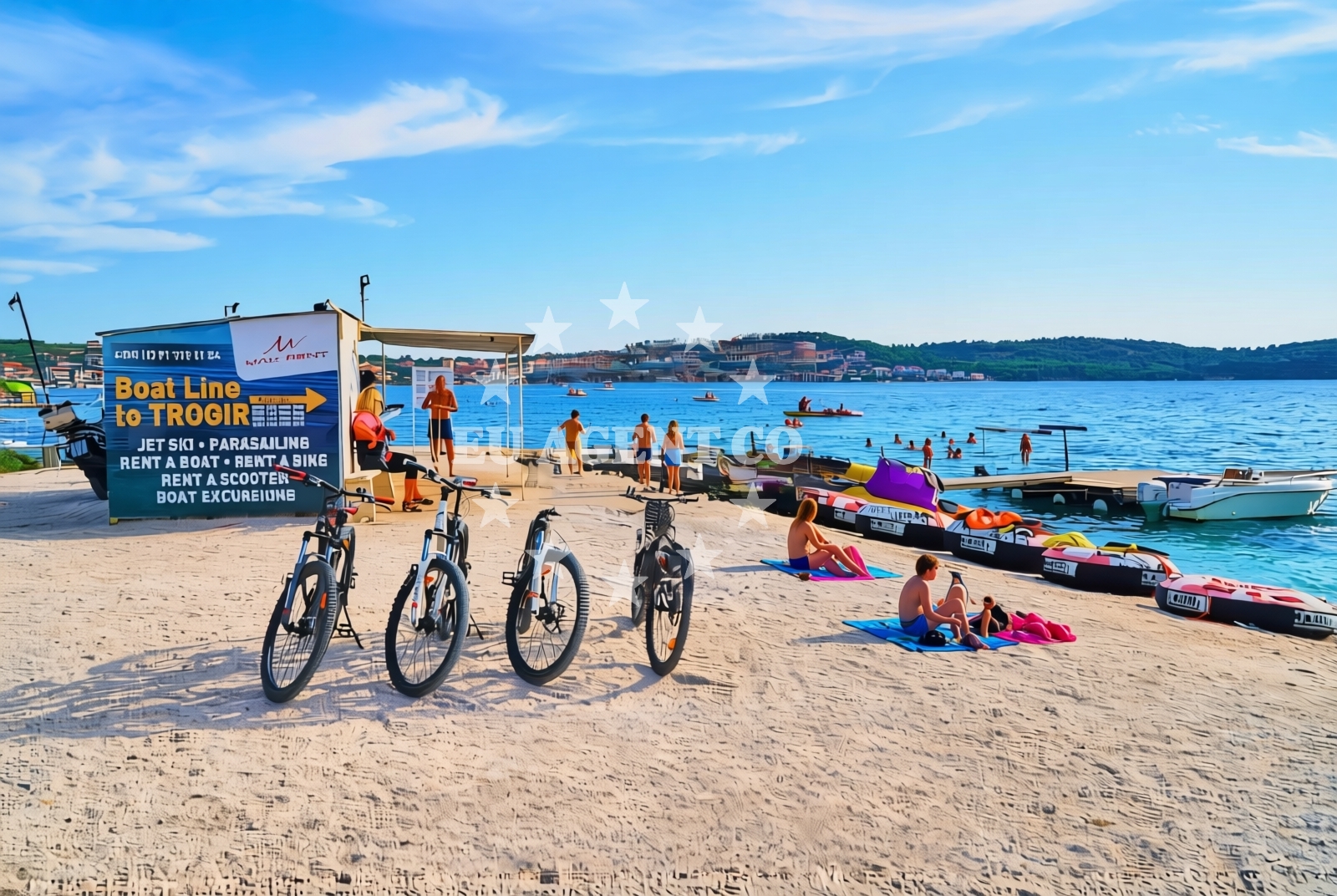 Beach facilities and surroundings at Milićeva draga, Okrug Gornji (Čiovo) Beach in Milićeva draga