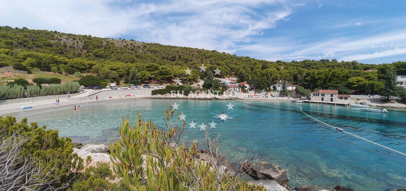 Shoreline and swimming area at Milna beach in Ženka 113, Podstražje
