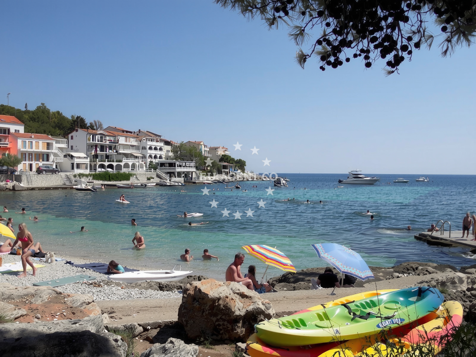Shoreline and swimming area at Milna beach in Milna 11, Hvar