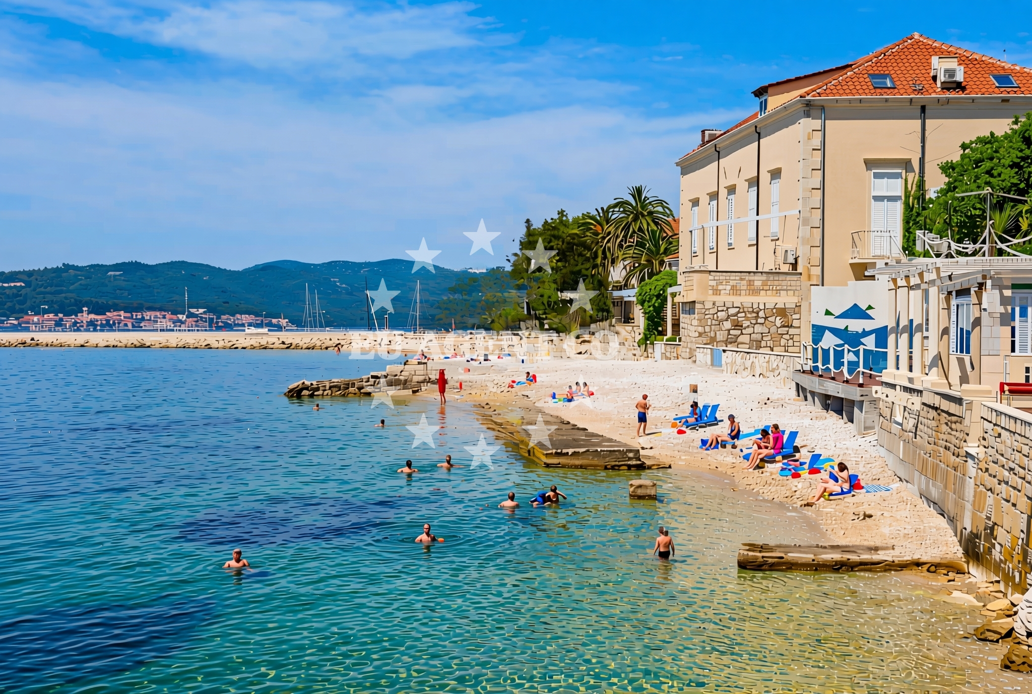 Shoreline and swimming area at Mimbelli, Orebić Beach in Mimbelli