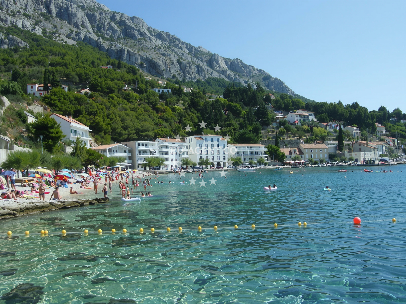 Shoreline and swimming area at Mimice beach in 9 Prilaz moru, Mimice