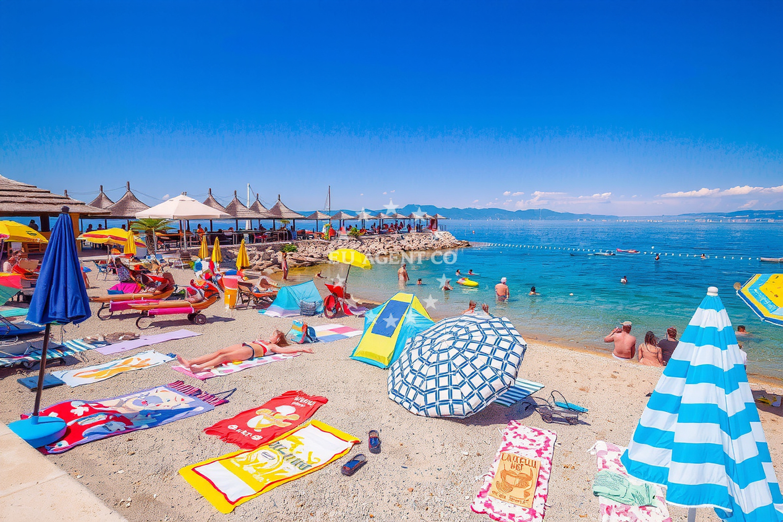 Sea and coastal view of Miramare beach in , Njivice