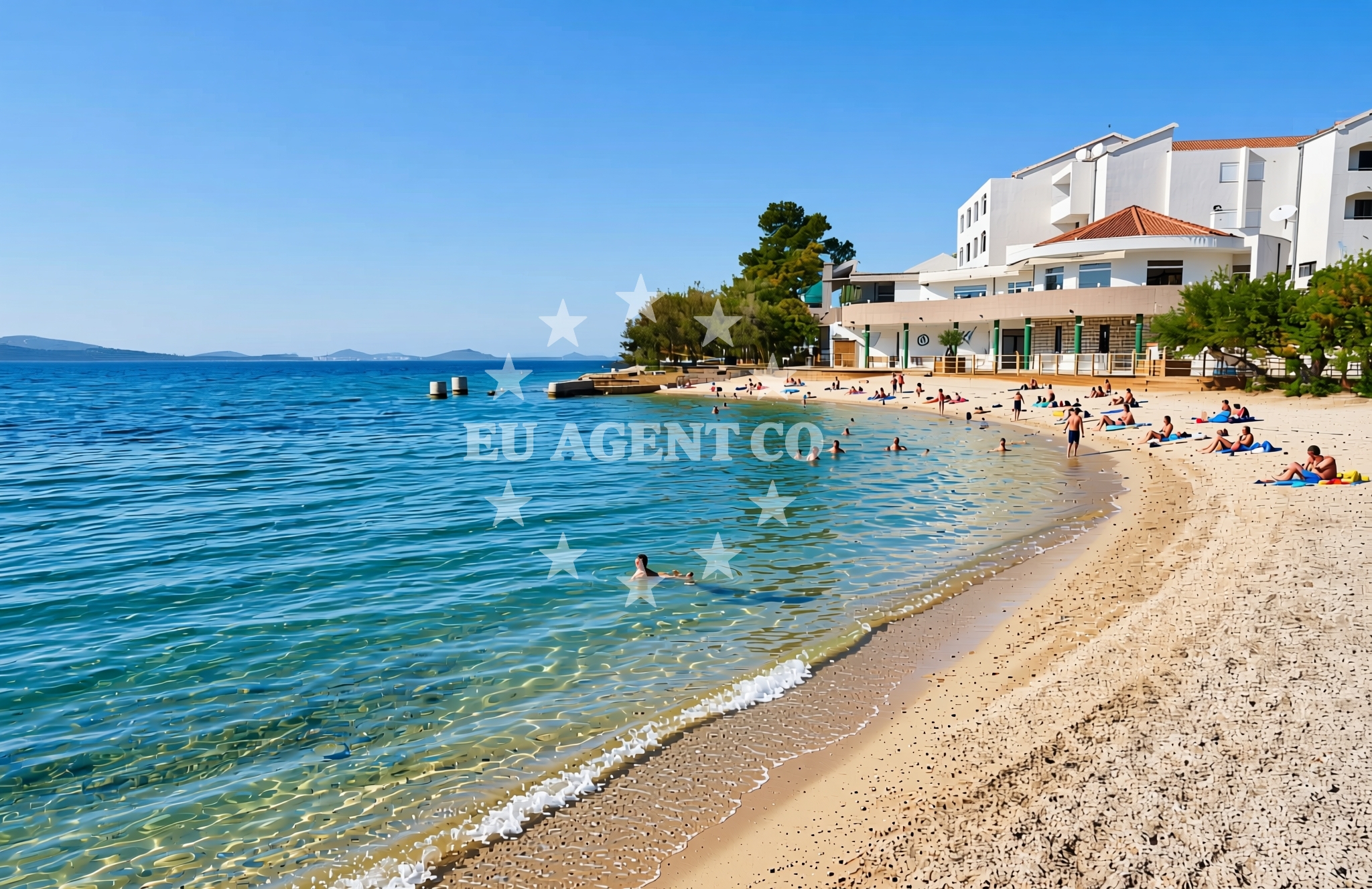 Sea and coastal view of Miran, Pirovac Beach in Miran