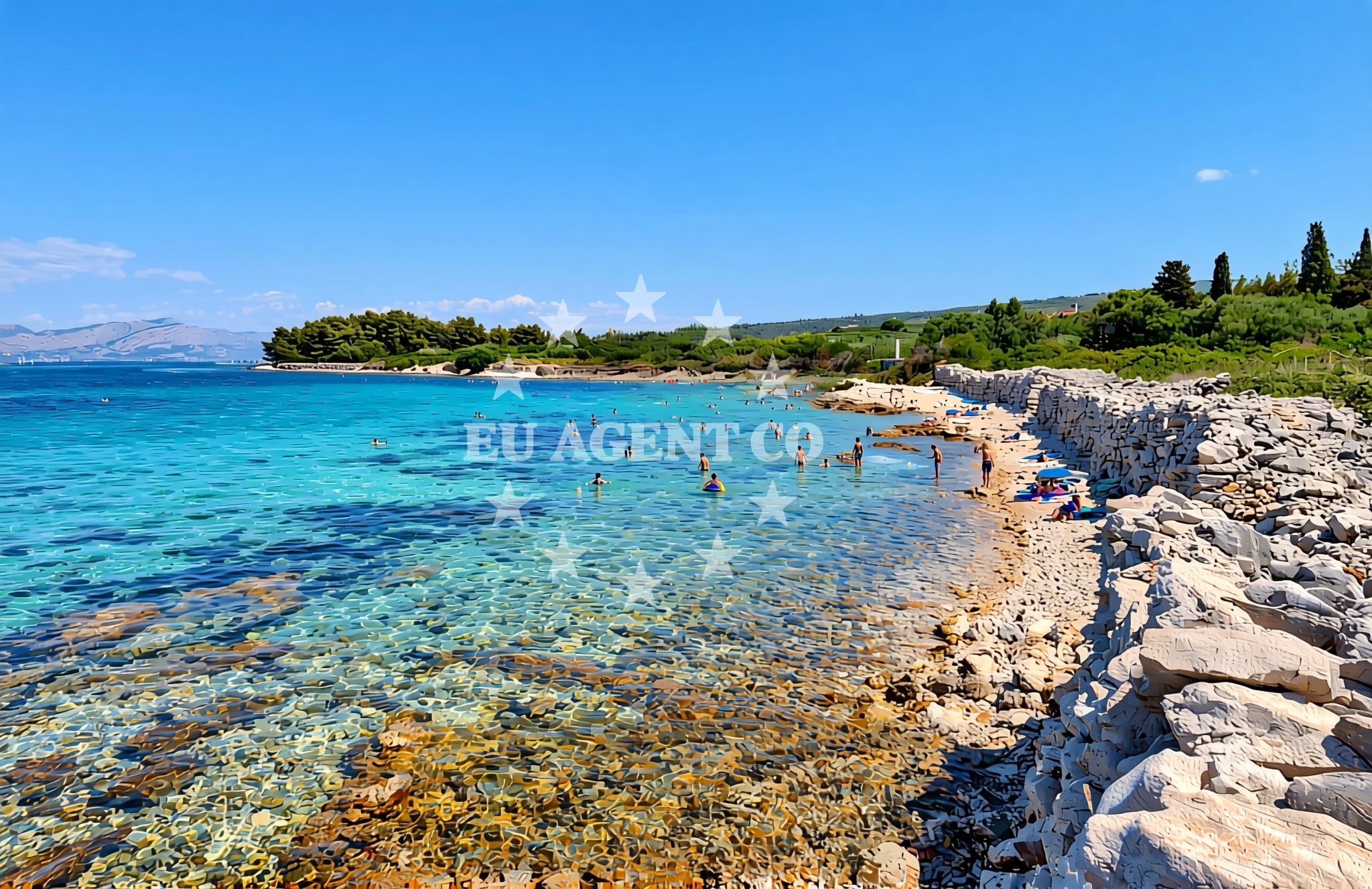 Shoreline and swimming area at Mirca zapad, Mirca (Brač) Beach in Mirca zapad
