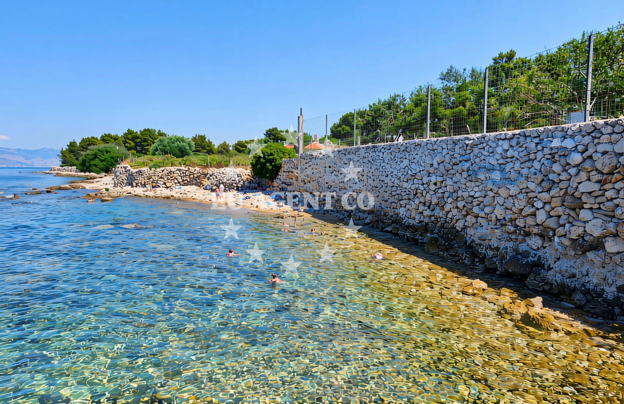 Sea and coastal view of Mirca zapad, Mirca (Brač) Beach in Mirca zapad