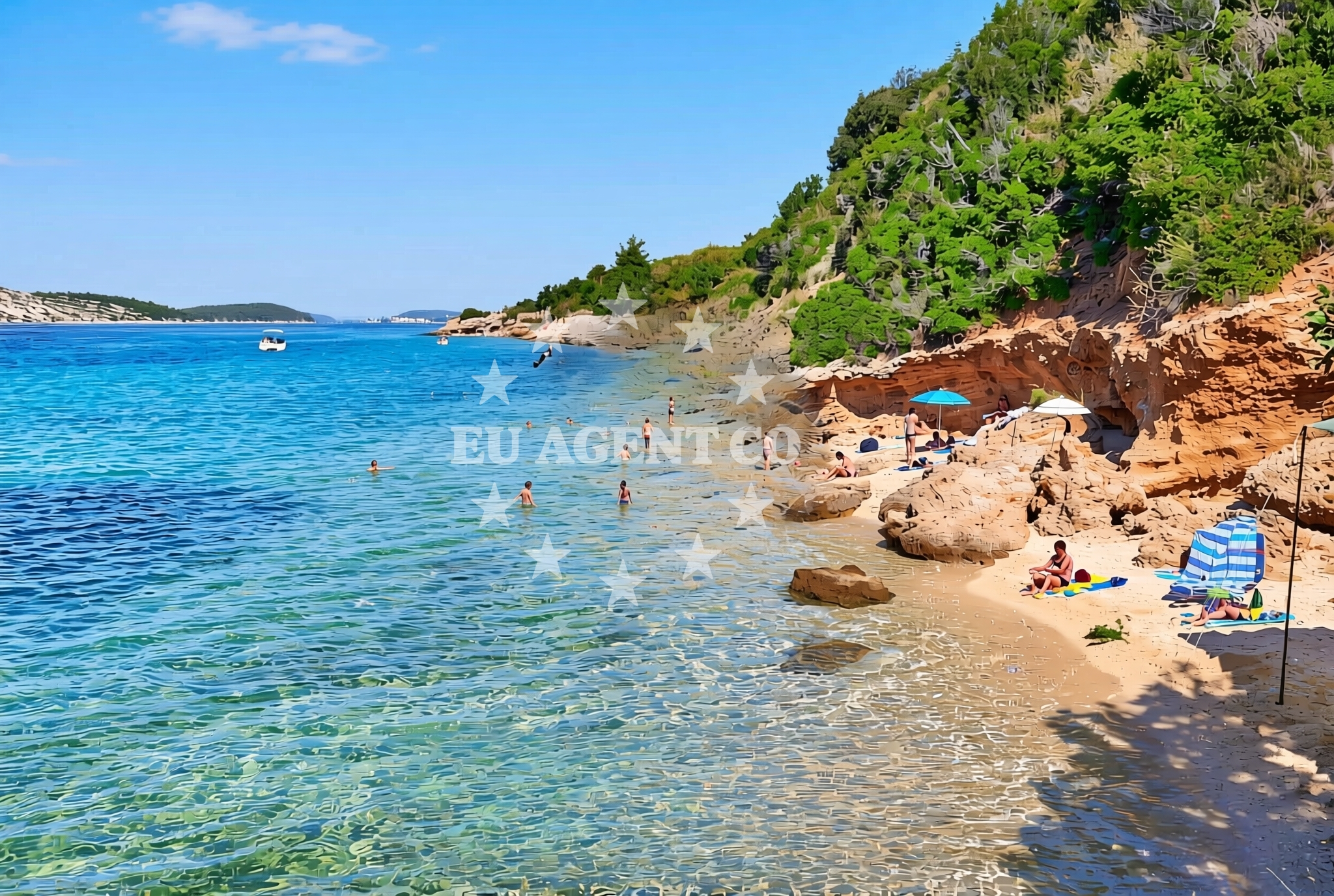 Overview of Mirine jug 1, Barbat na Rabu (Rab) Beach in Mirine jug 1