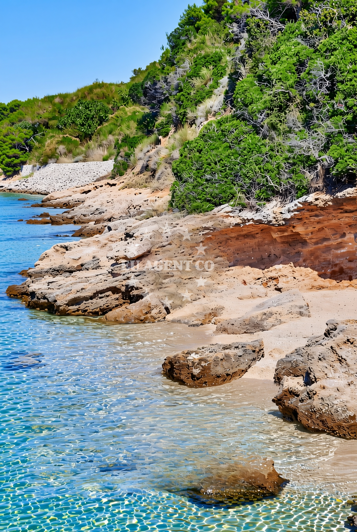 Sea and coastal view of Mirine jug 1, Barbat na Rabu (Rab) Beach in Mirine jug 1