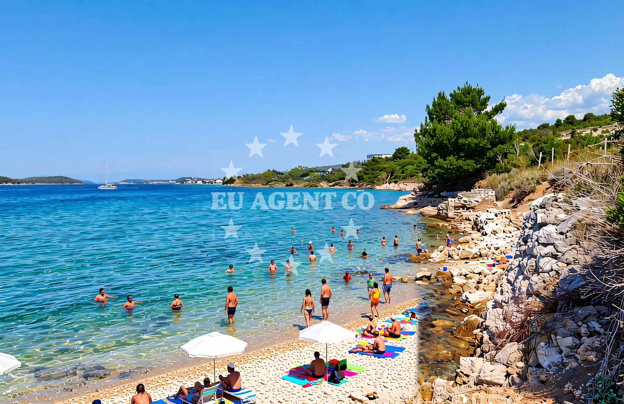 Shoreline and swimming area at Mirine sjever 1, Barbat na Rabu (Rab) Beach in Mirine sjever 1