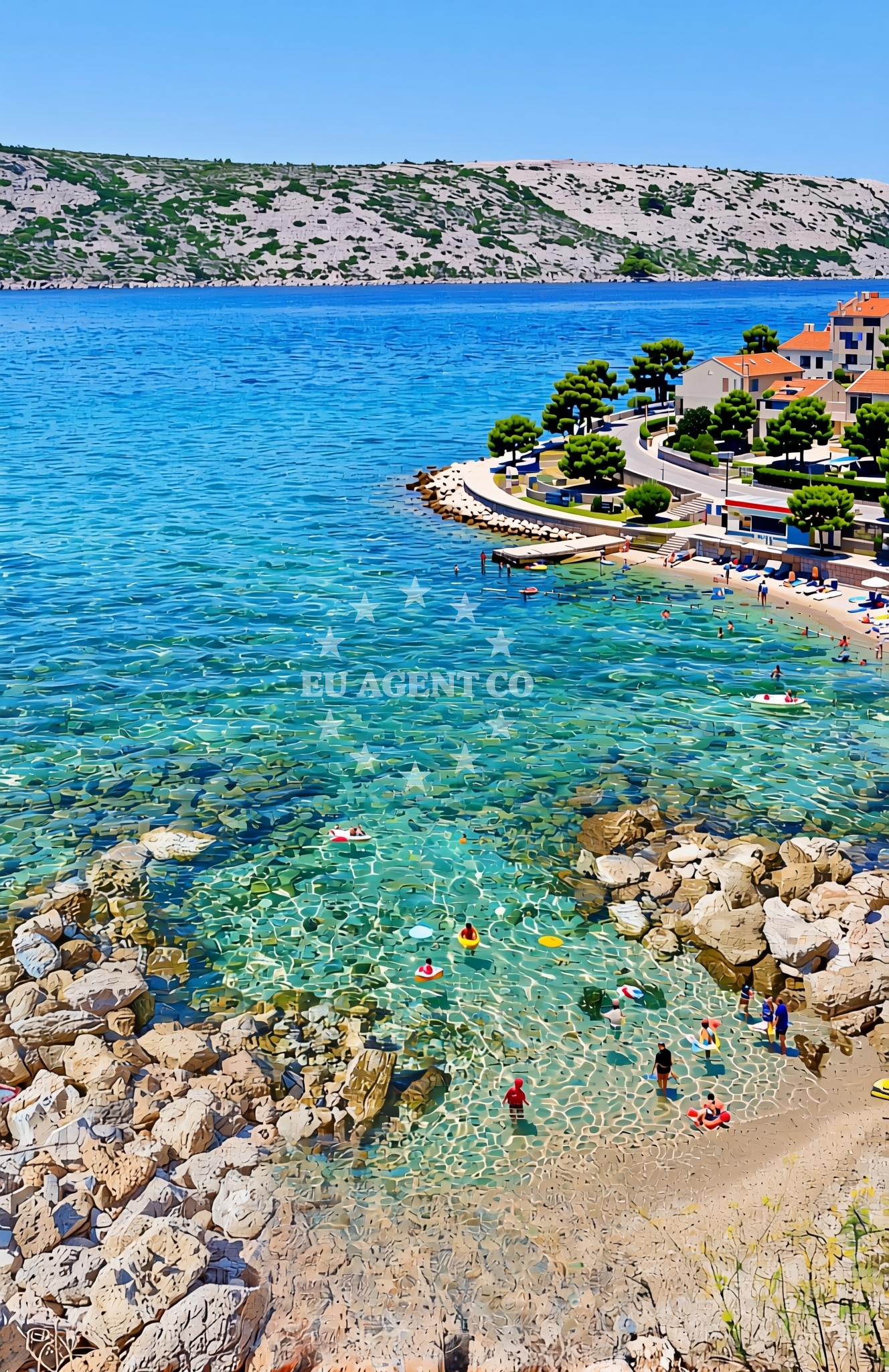 Sea and coastal view of Mirine sjever 1, Barbat na Rabu (Rab) Beach in Mirine sjever 1