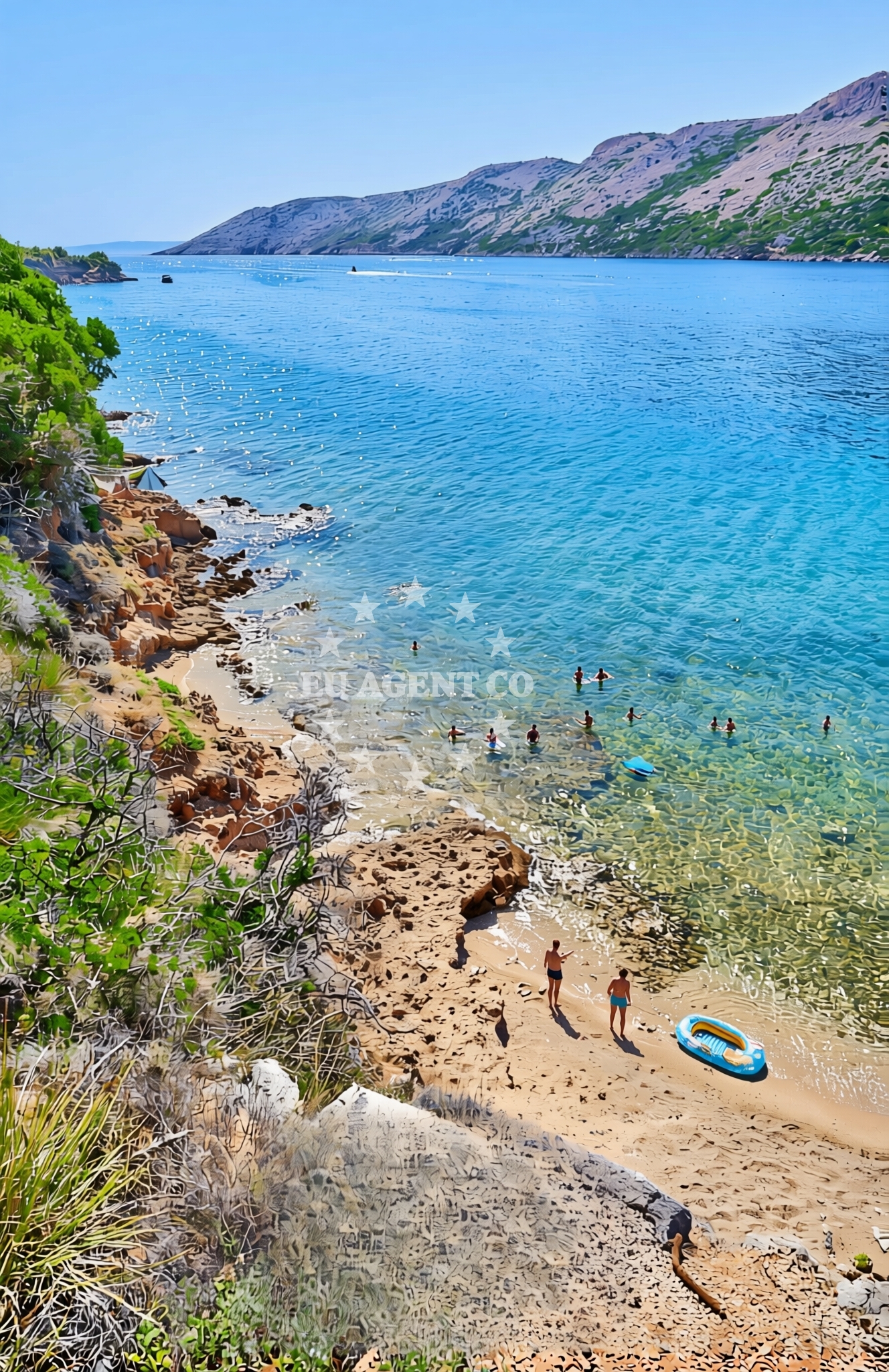 Sea and coastal view of Mirine sjever 2, Barbat na Rabu (Rab) Beach in Mirine sjever 2