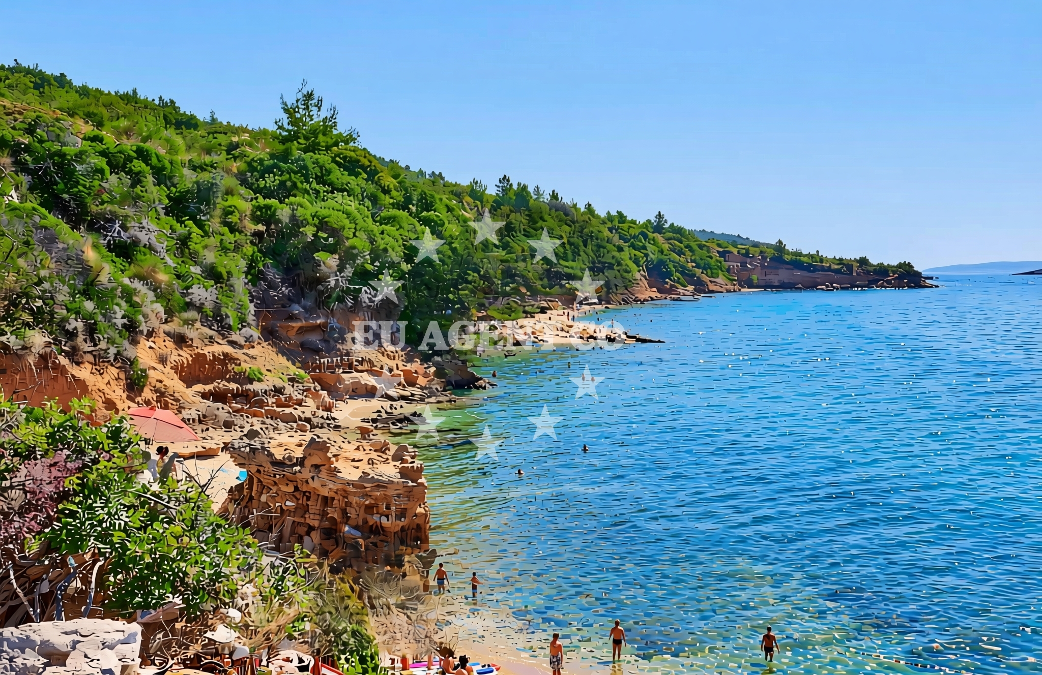 Beach facilities and surroundings at Mirine sjever 2, Barbat na Rabu (Rab) Beach in Mirine sjever 2