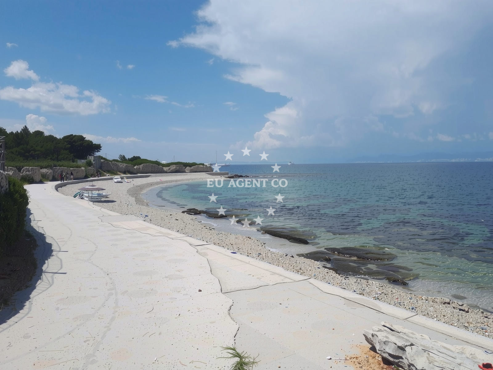Shoreline and swimming area at Mis beach in , Supetar