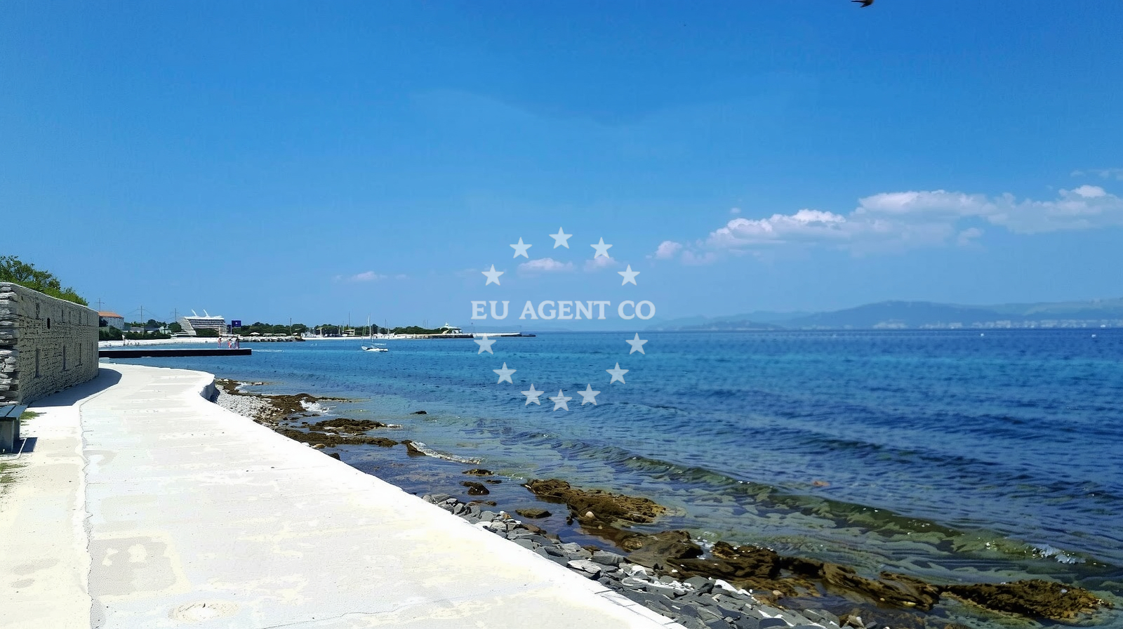 Sea and coastal view of Mis beach in , Supetar