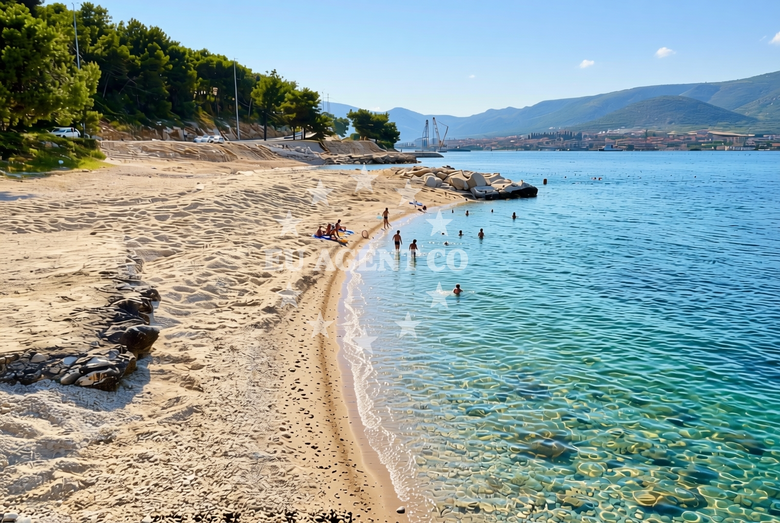 Sea and coastal view of Miševac, Trogir Beach in Miševac