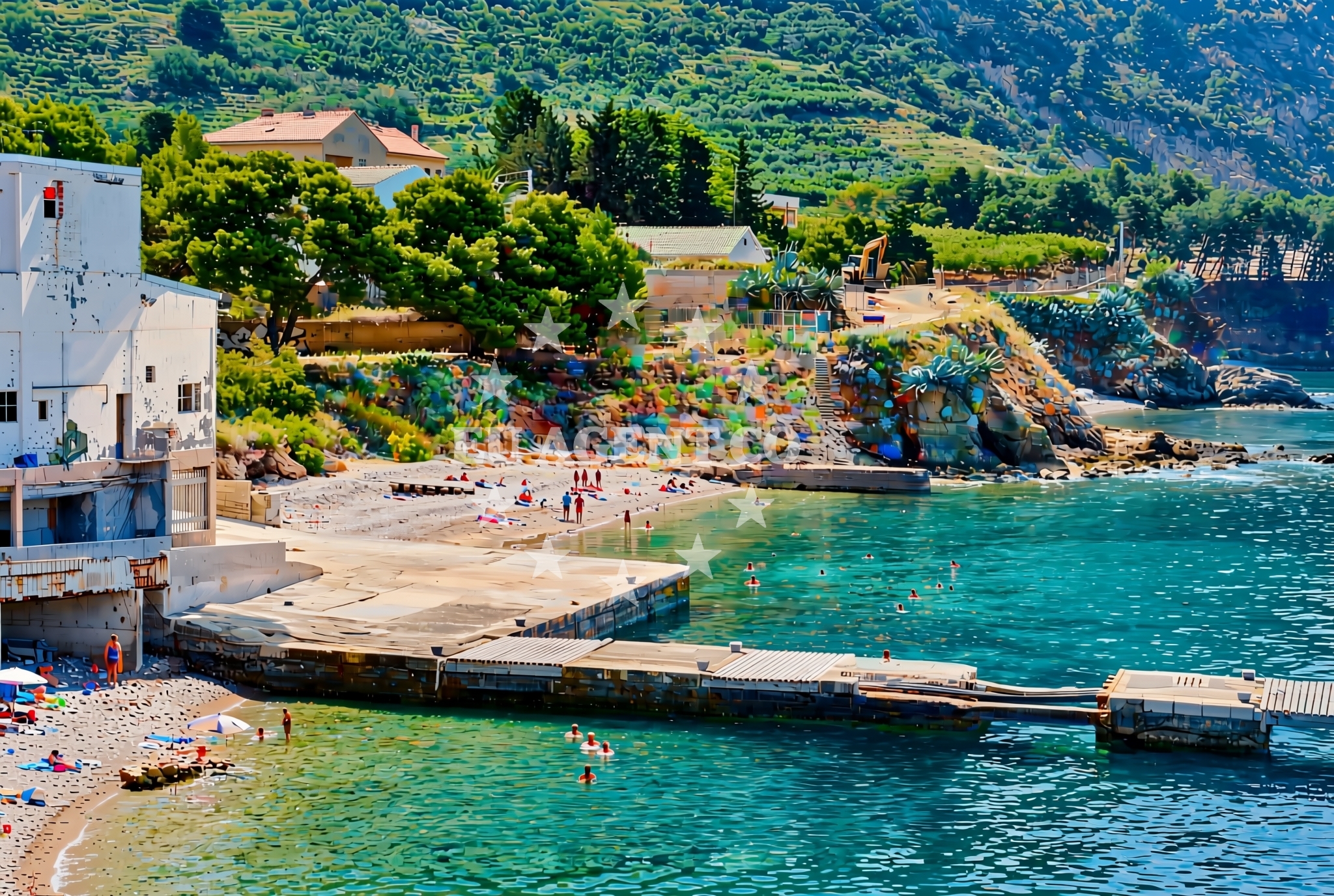 Overview of Mlin, Komiža (Vis) Beach in Mlin