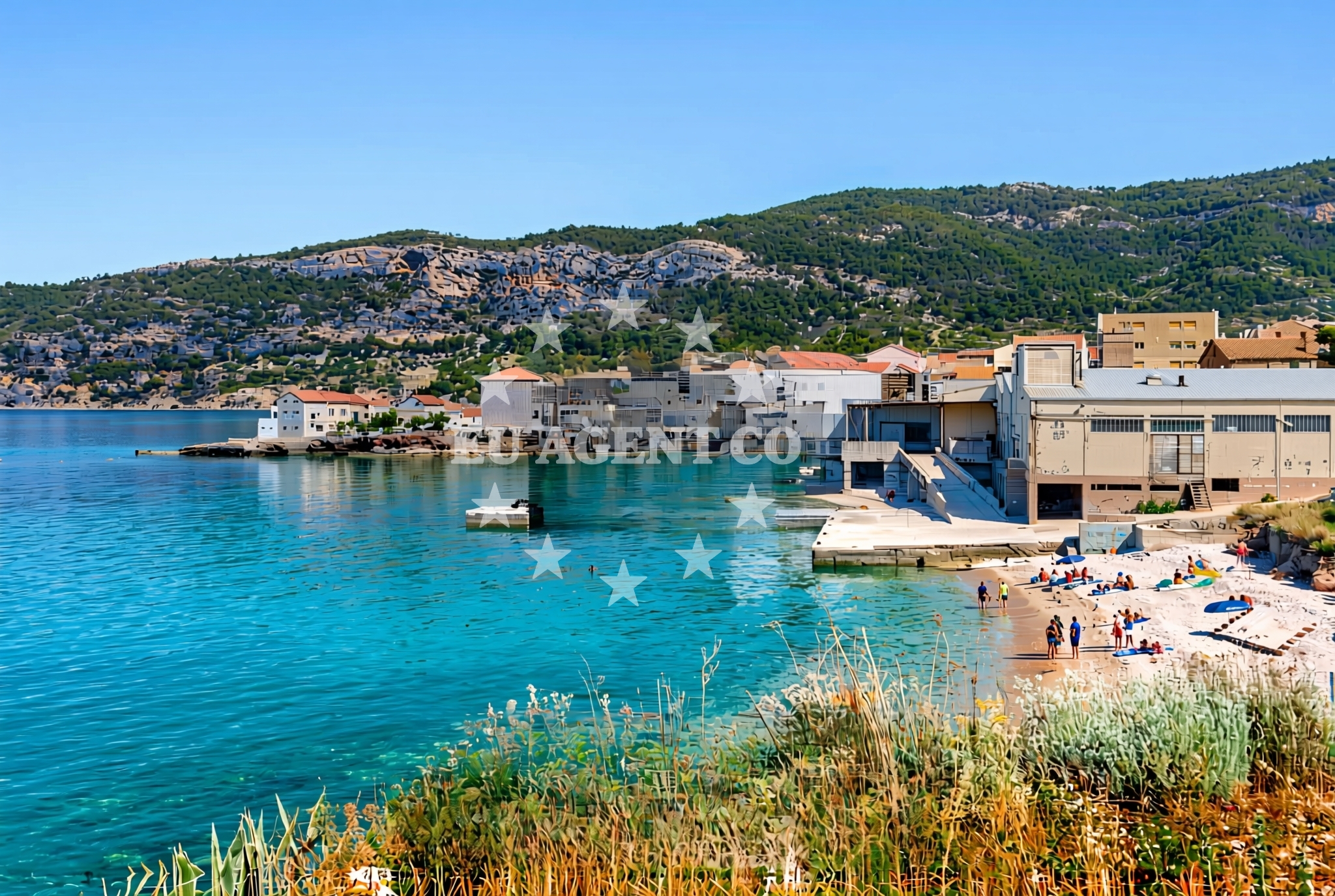 Shoreline and swimming area at Mlin, Komiža (Vis) Beach in Mlin