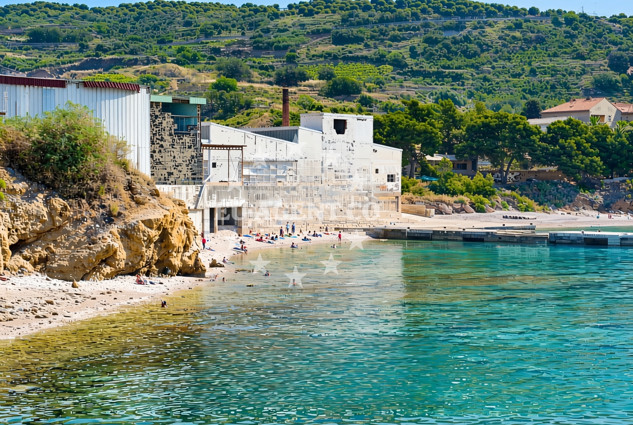 Sea and coastal view of Mlin, Komiža (Vis) Beach in Mlin