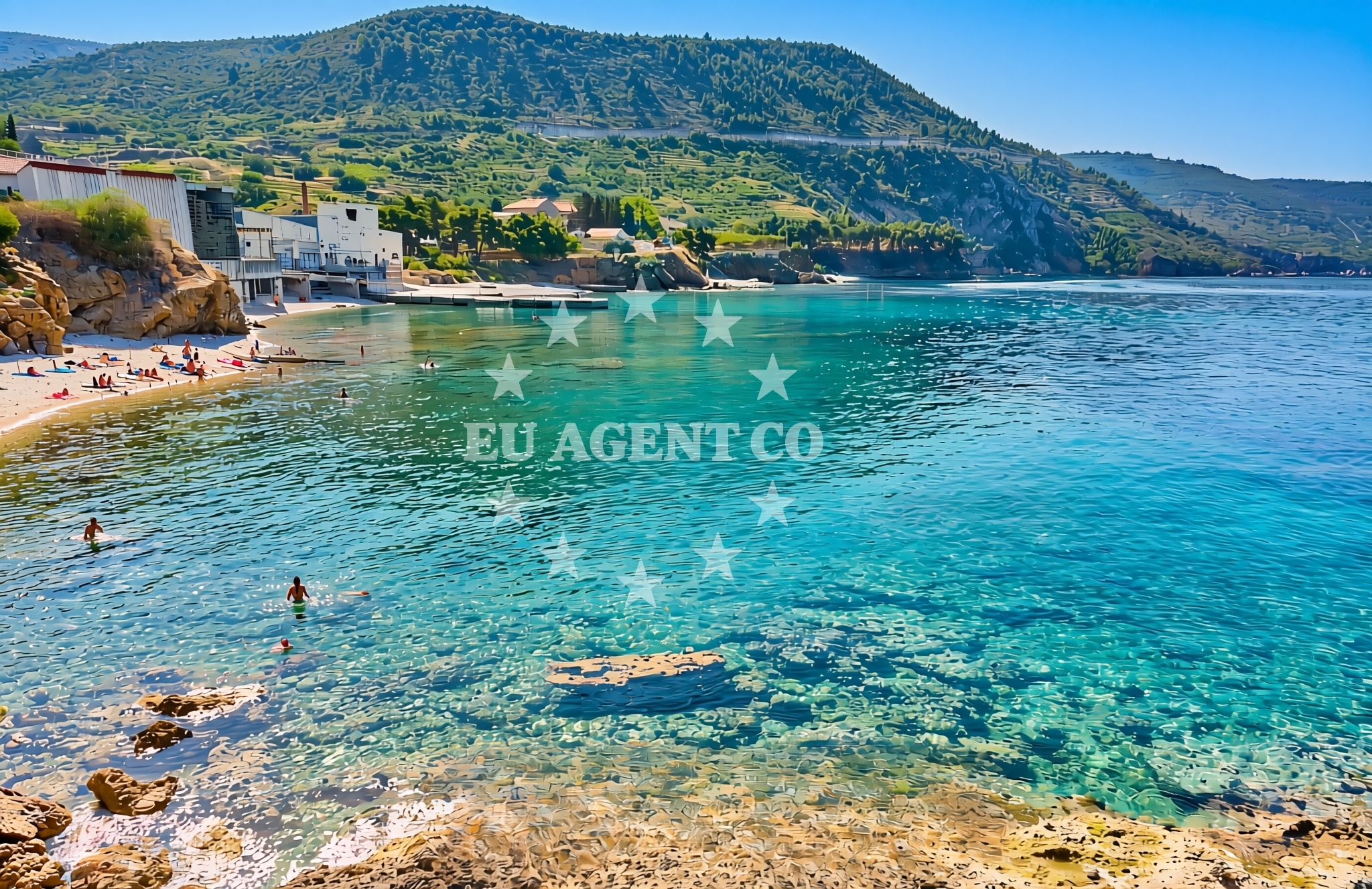 Beach facilities and surroundings at Mlin, Komiža (Vis) Beach in Mlin