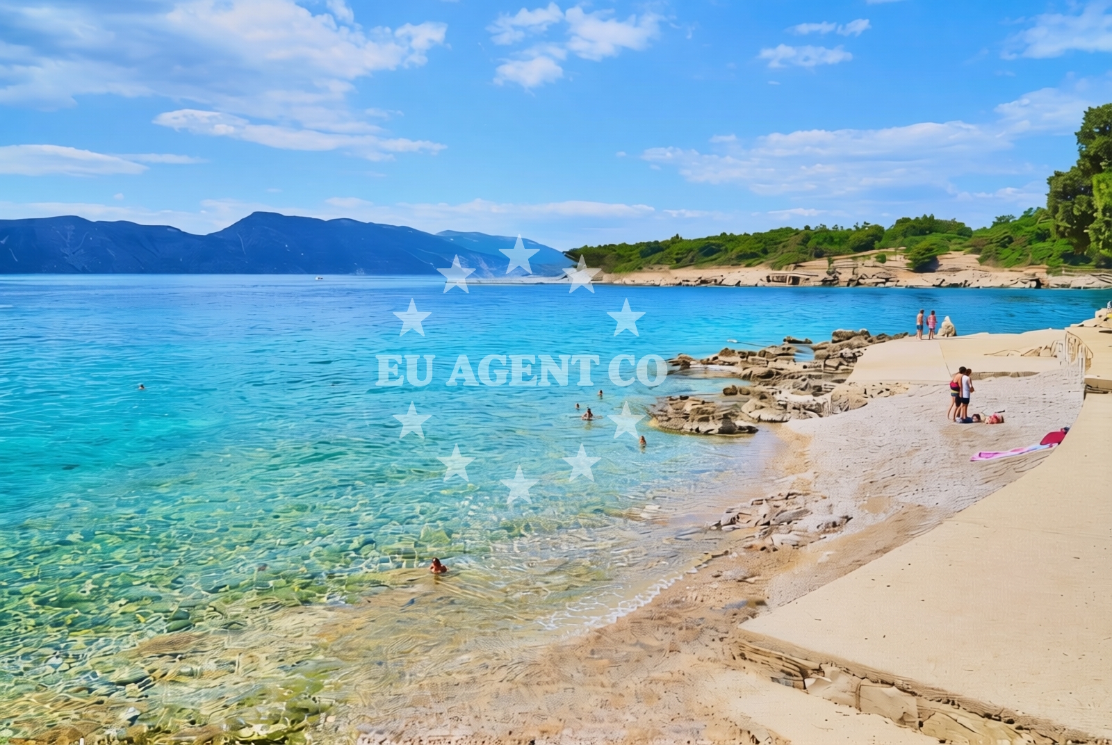 Shoreline and swimming area at Mocca, Pinezići (Krk) Beach in Mocca