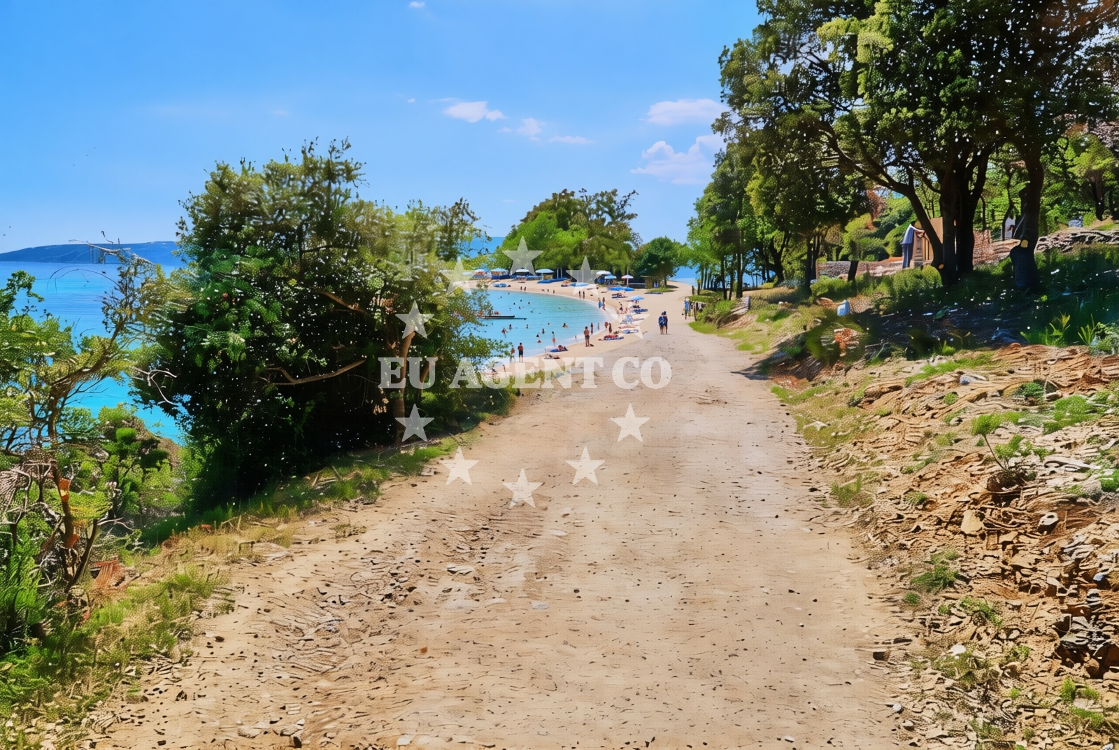 Sea and coastal view of Mocca, Pinezići (Krk) Beach in Mocca