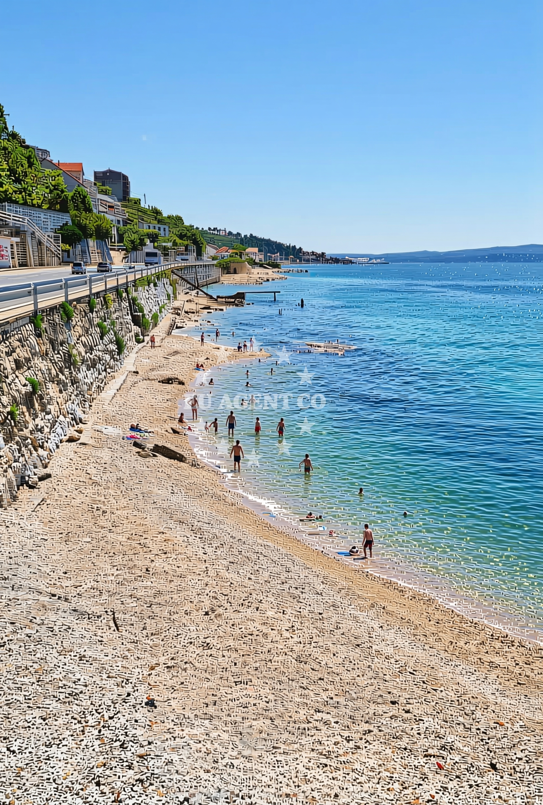 Sea and coastal view of Močila istok, Jesenice Beach in Močila istok