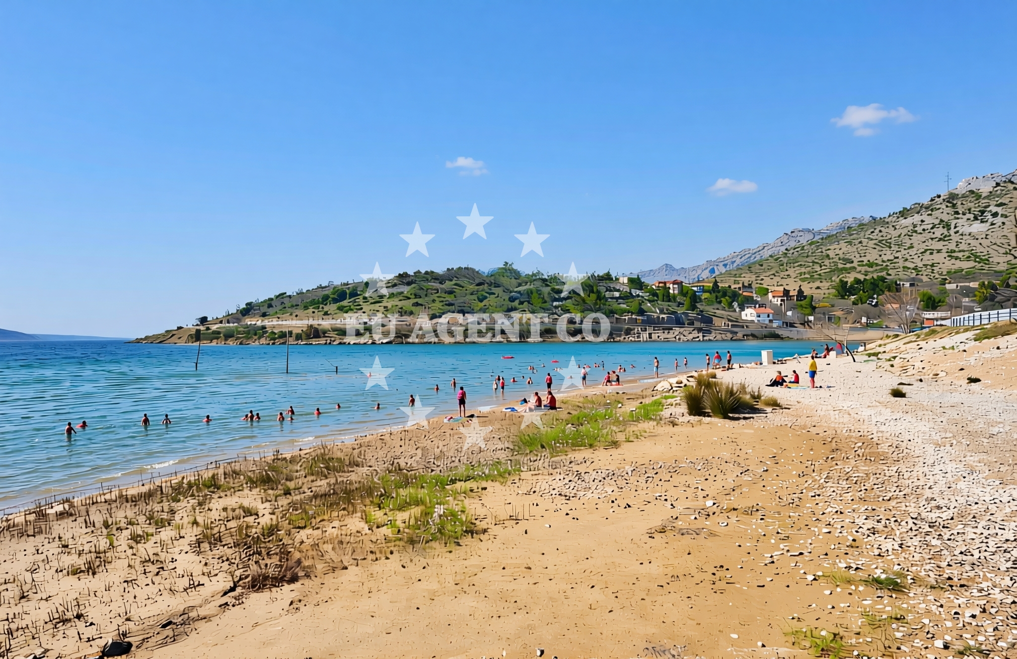 Overview of Modrič, Rovanjska Beach in Modrič