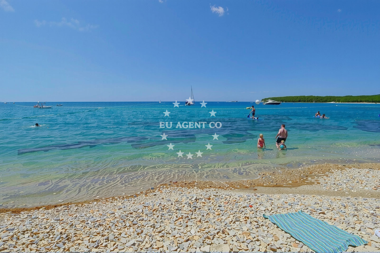 Shoreline and swimming area at Mon Perin beach in San Pol 1, Bale