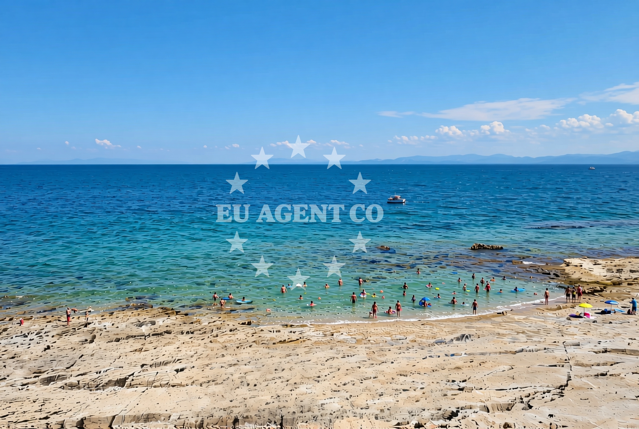 Overview of Monsena (dog beach), Rovinj Beach in Monsena (plaža za pse)