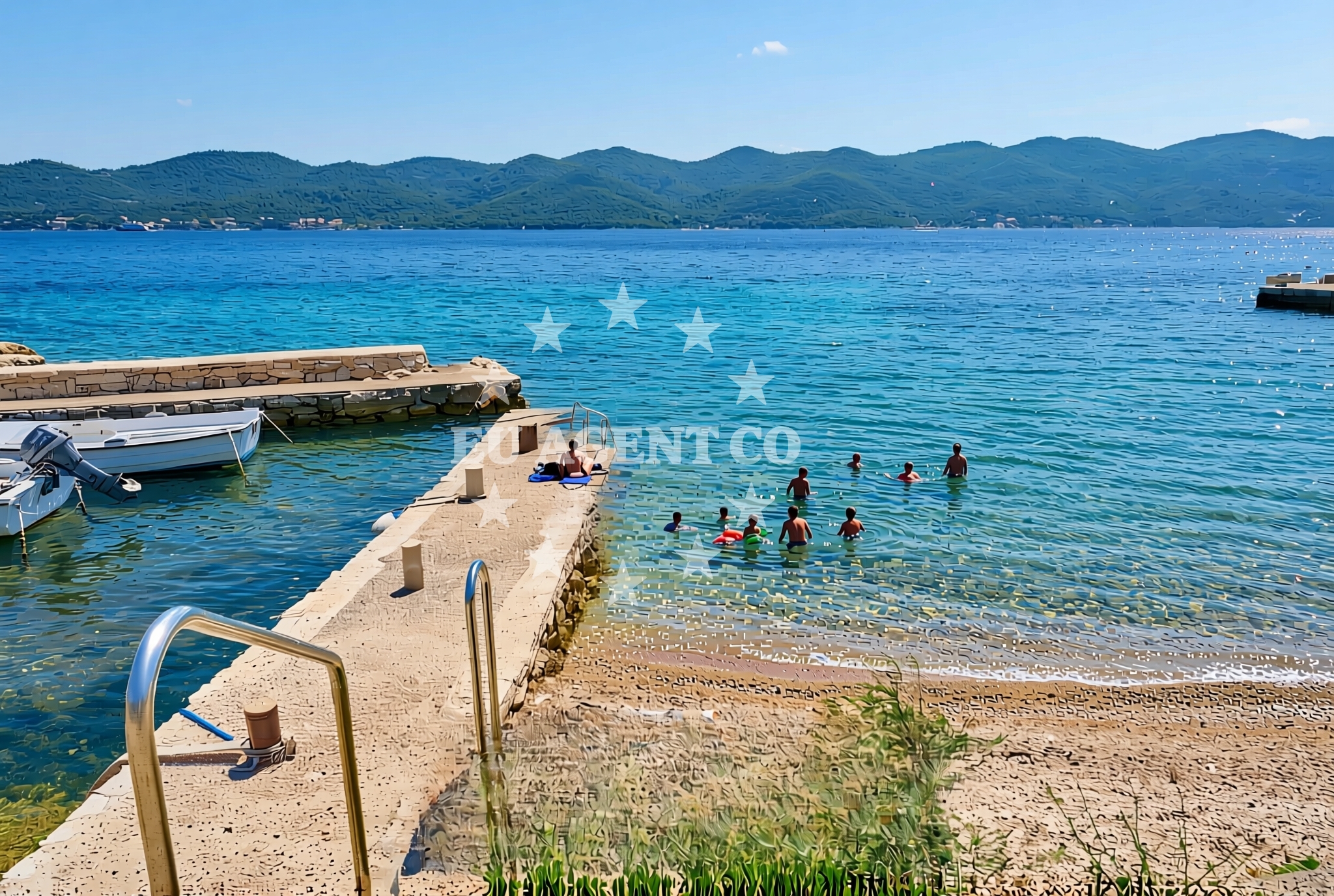 Shoreline and swimming area at Montun zapad, Viganj Beach in Montun zapad