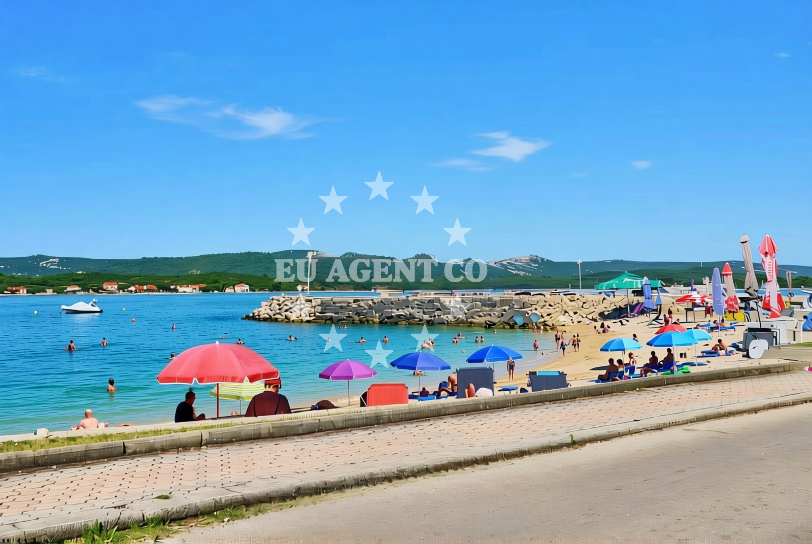 Shoreline and swimming area at Morovićka, Turanj Beach in Morovićka