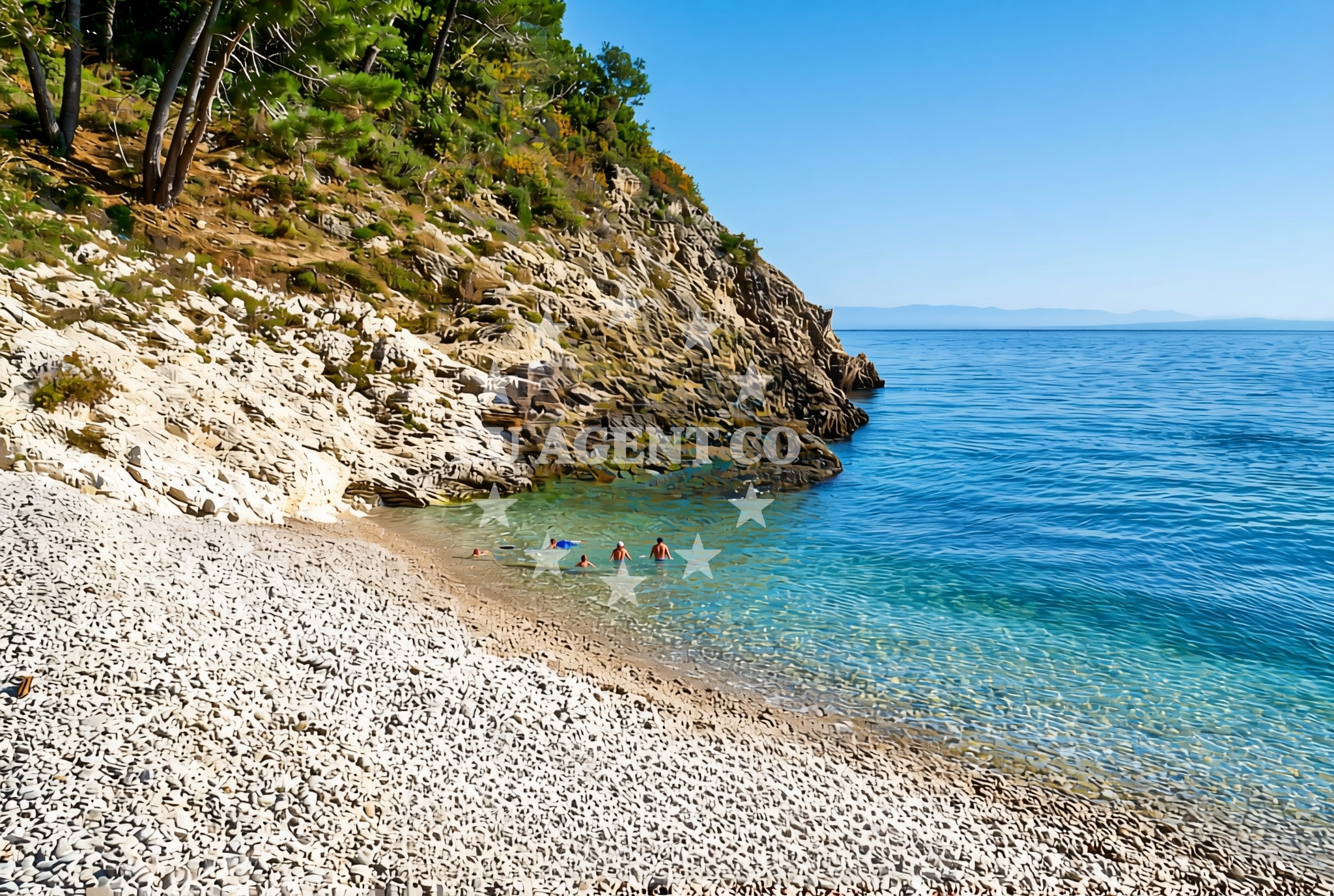 Shoreline and swimming area at Mošćenice: beaches and coves (1) in Mošćenice