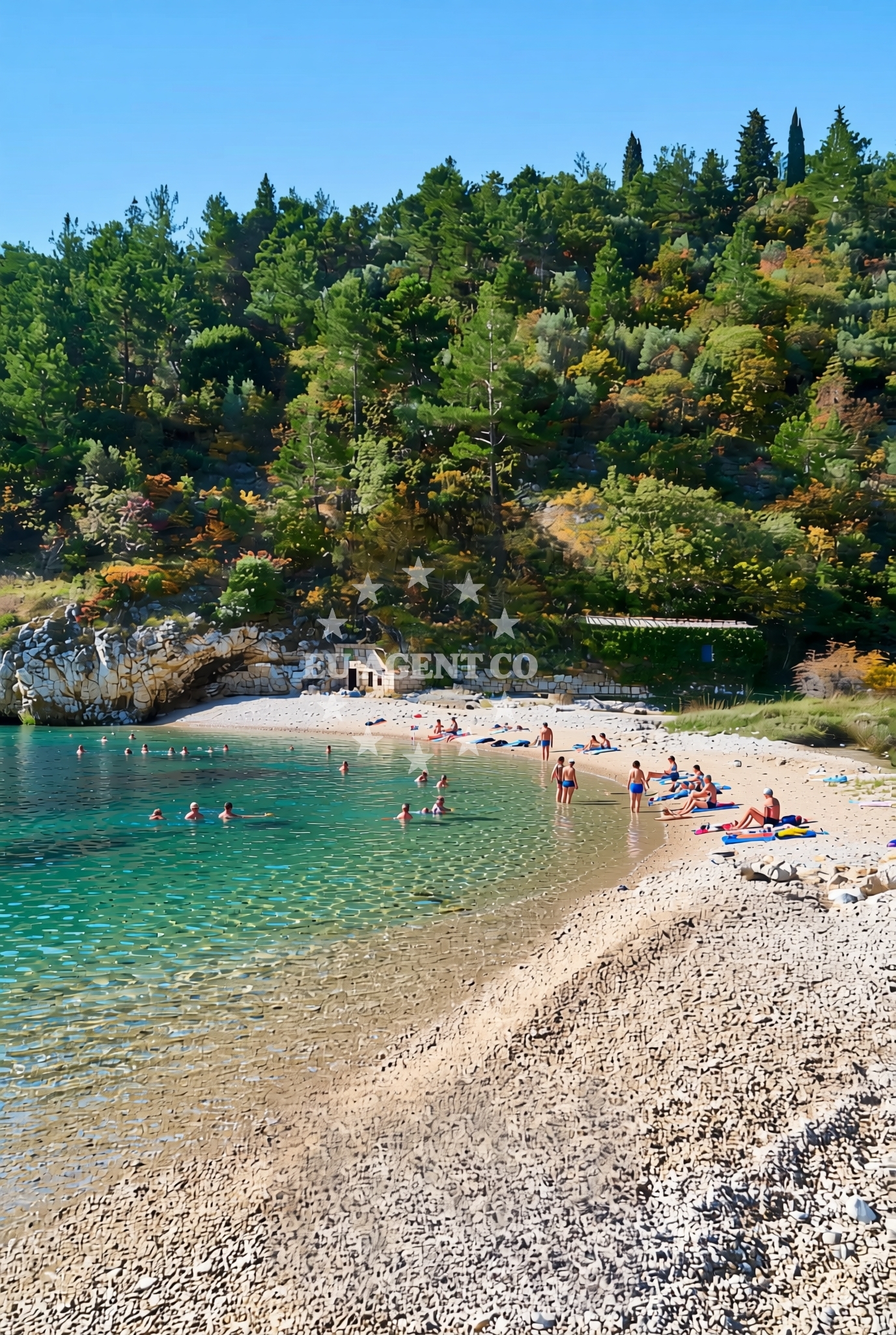 Beach facilities and surroundings at Mošćenice: beaches and coves (1) in Mošćenice